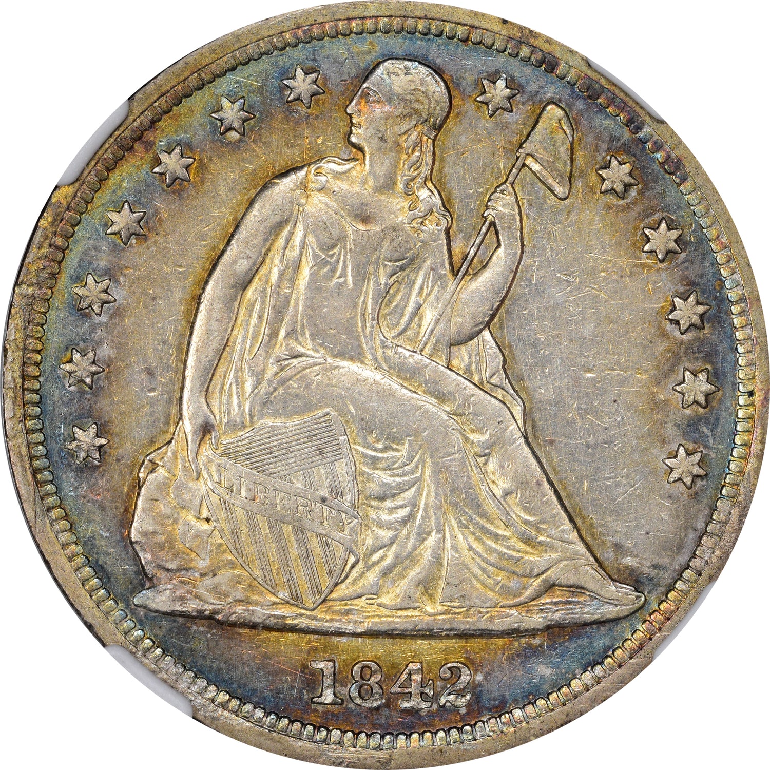 1842 $1 AU55 NGC