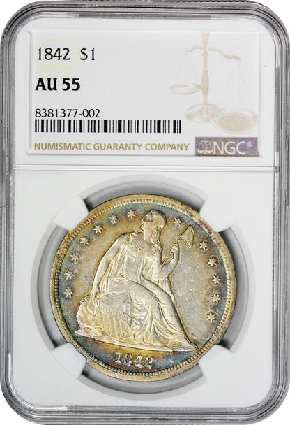 1842 $1 AU55 NGC
