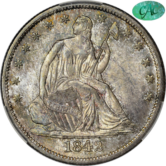 1842 50C MEDIUM DATE MS66 + CACG 50C