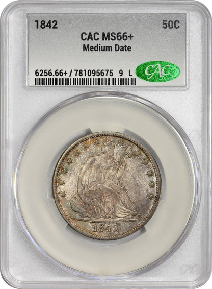 1842 50C MEDIUM DATE MS66 + CACG 50C