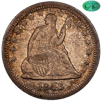 1843-O 25C MS64 CACG 25C