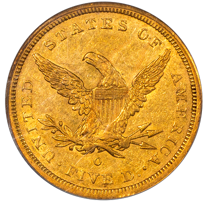 1843-O $5 Liberty Head Half Eagle AU53 PCGS reverse