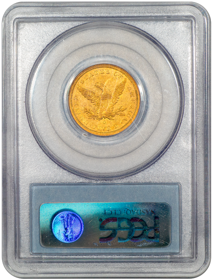 1843-O $5 Liberty Head Half Eagle AU53 PCGS reverse holder