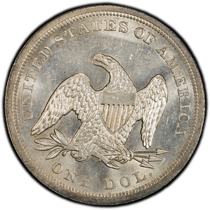 1843 $1 Liberty Seated Dollar MS64 PCGS CAC REVERSE