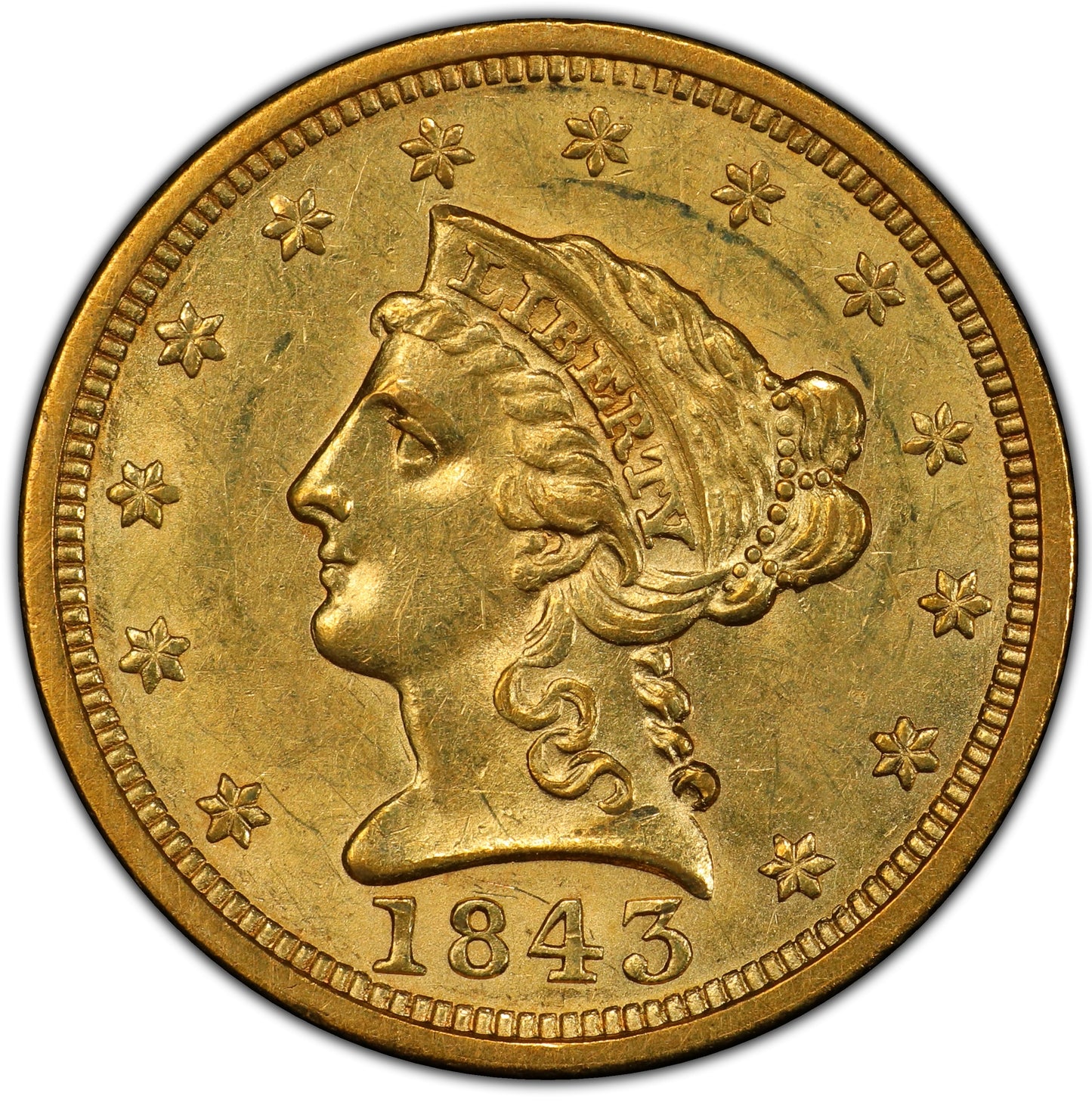 1843 $2.5 MS61 PCGS CAC