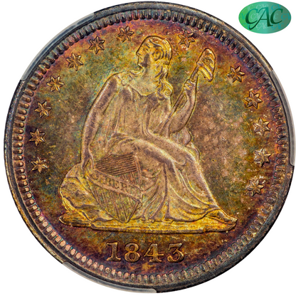 1843 25C MS64 CACG 25C
