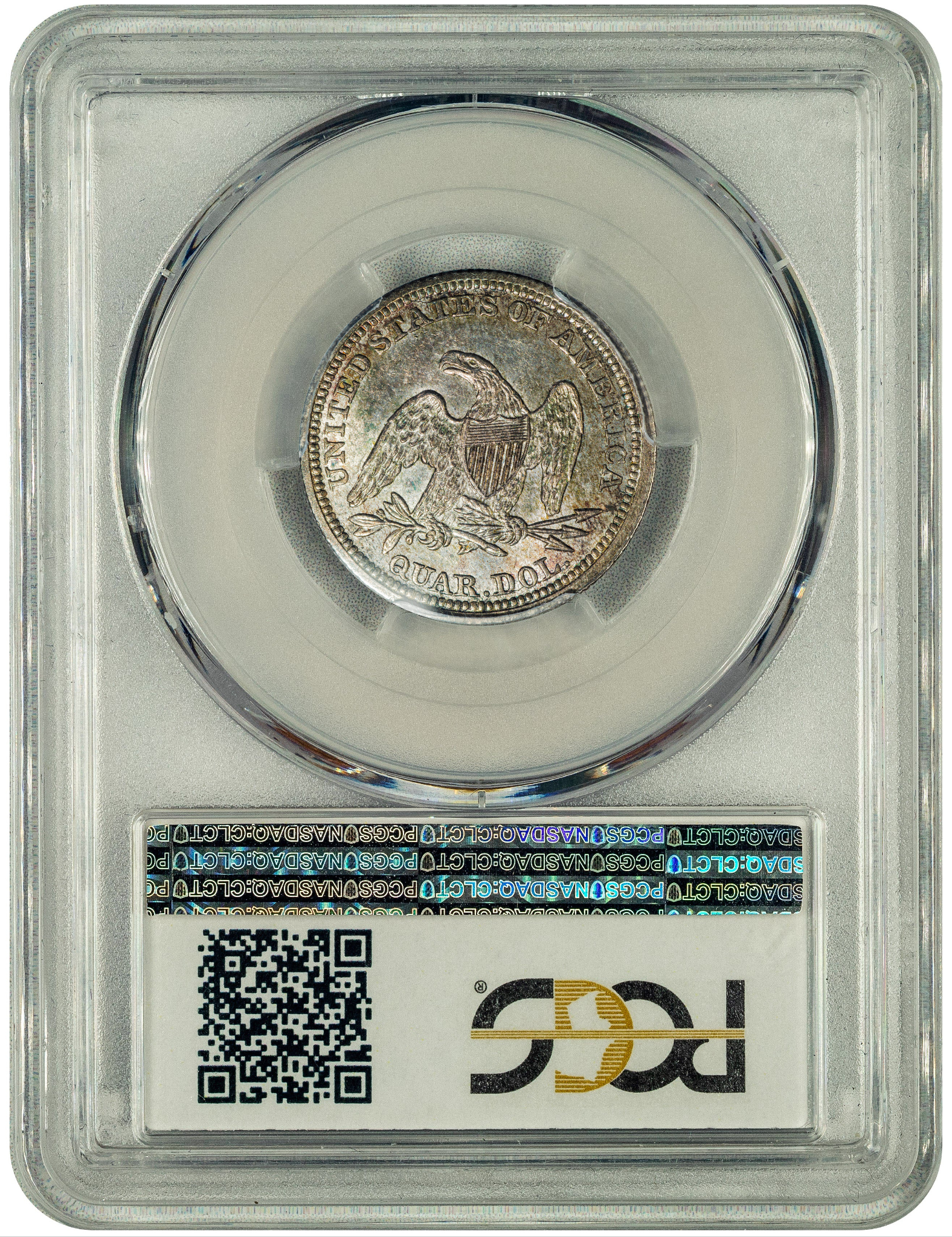 1844 25C MS62 PCGS CAC REVERSE HOLDER