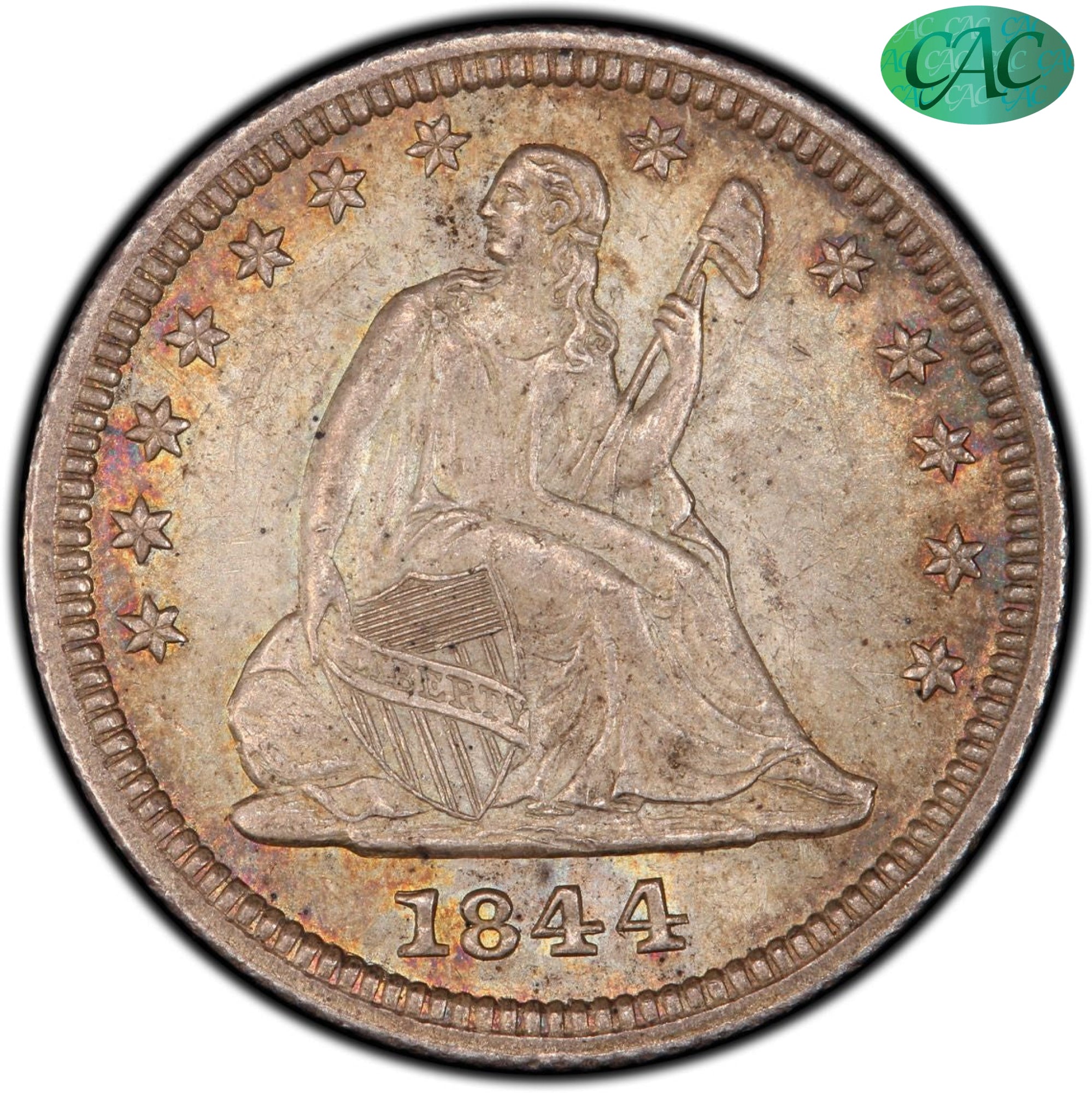 1844 25C MS63 PCGS CAC