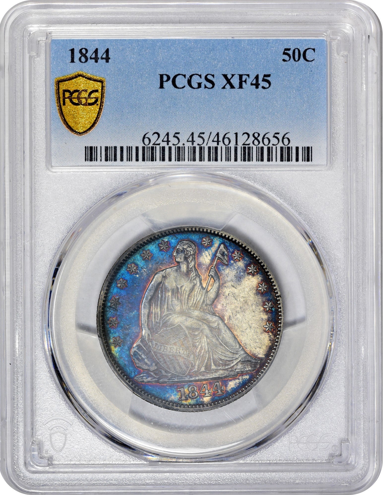 1844 50C XF45 PCGS HOLDER