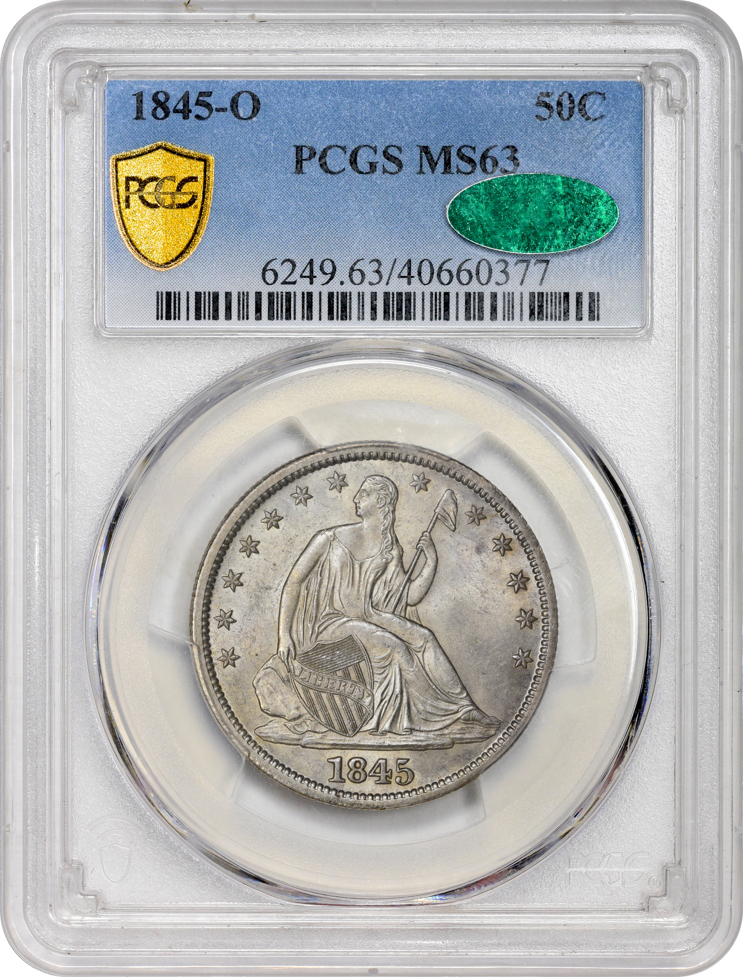 1845-O 50C Ms63 Pcgs Cac