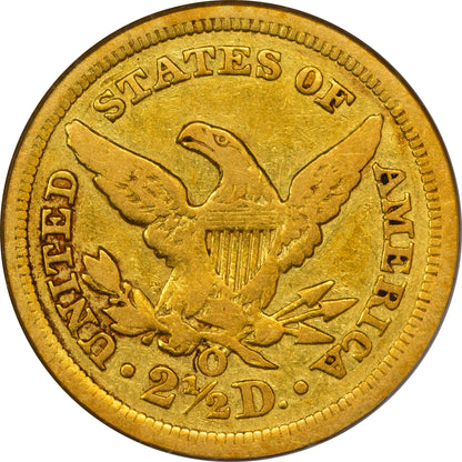 1846-O $2.5 VG10 OGH PCGS CAC REVERSE