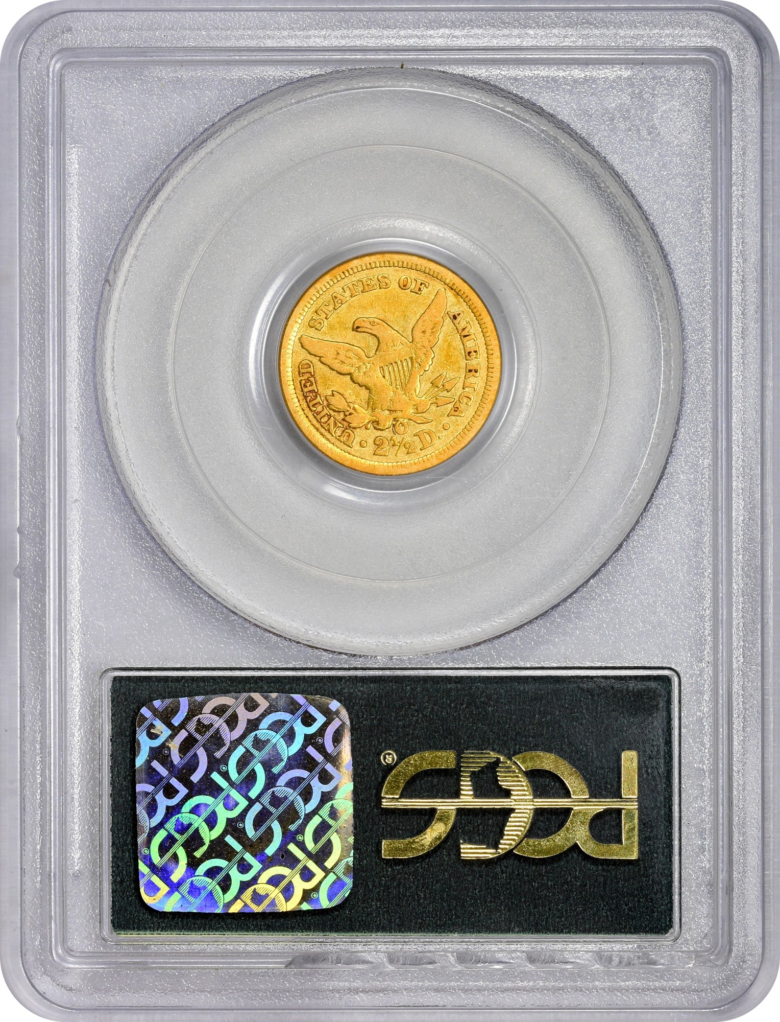 1846-O $2.5 VG10 OGH PCGS CAC REVERSE HOLDER