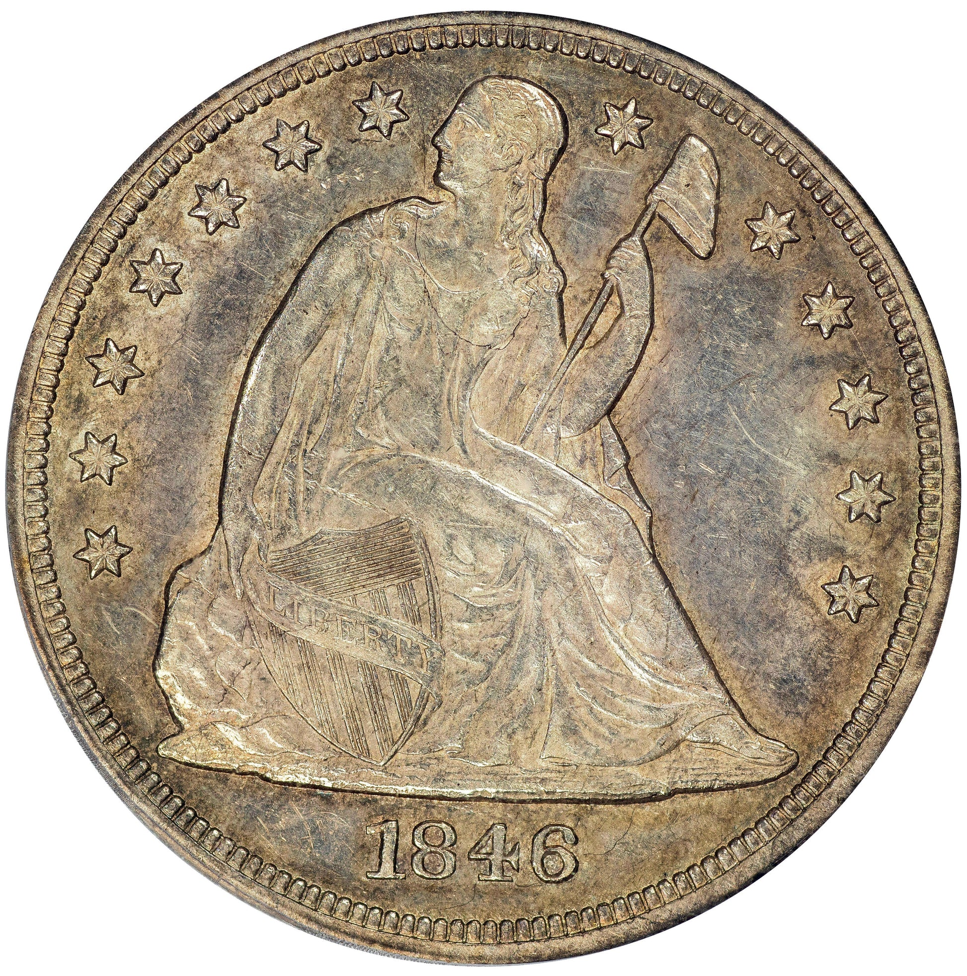 1846 $1 AU58 PCGS CAC
