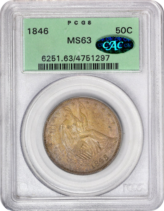 1846 50C MS63 OGH PCGS CAC HOLDER WITH CAC STICKER