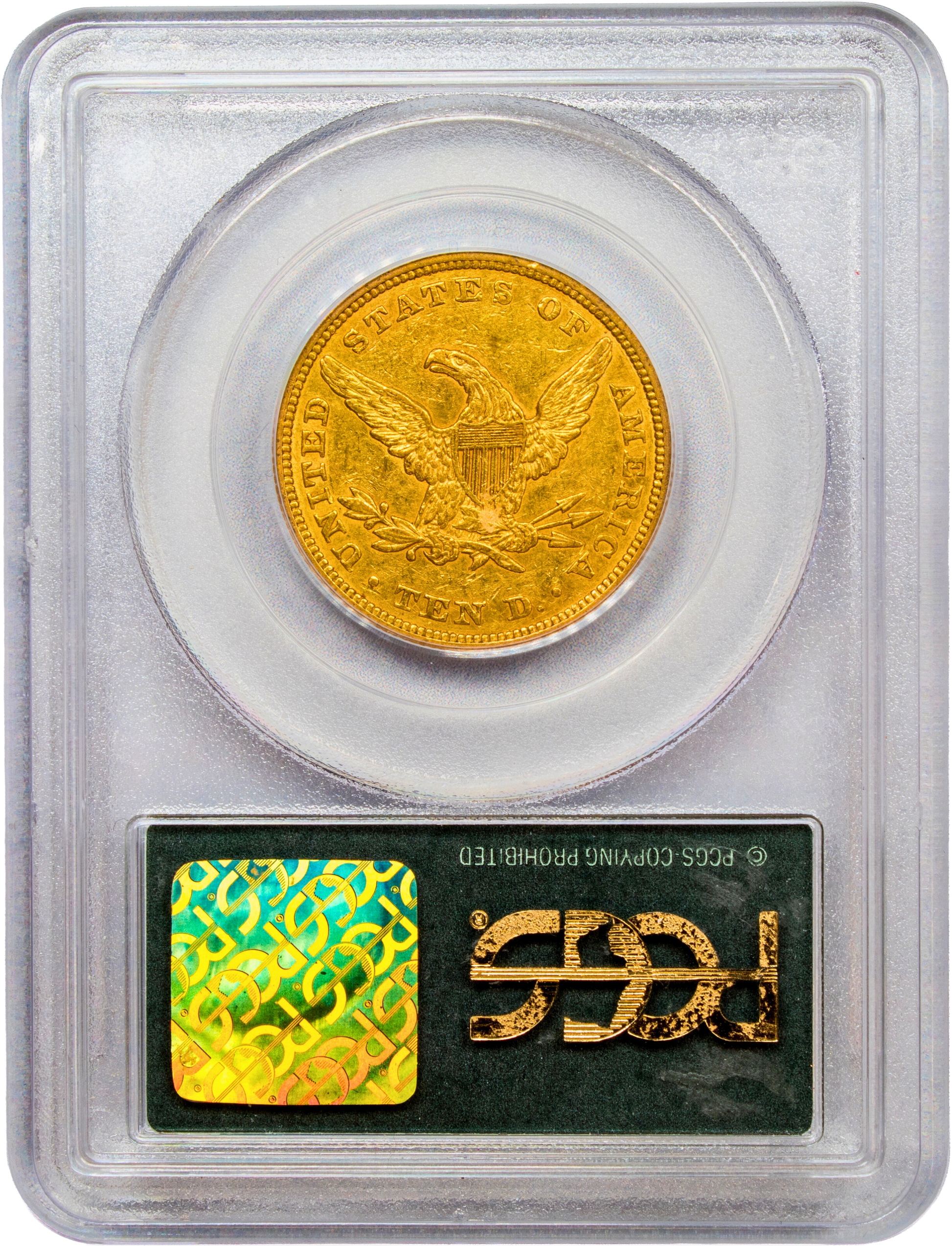 1847 $10 AU50 PCGS OGH CAC REVERSE HOLDER