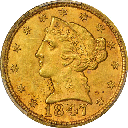 1847 $5 MS61 PCGS CAC