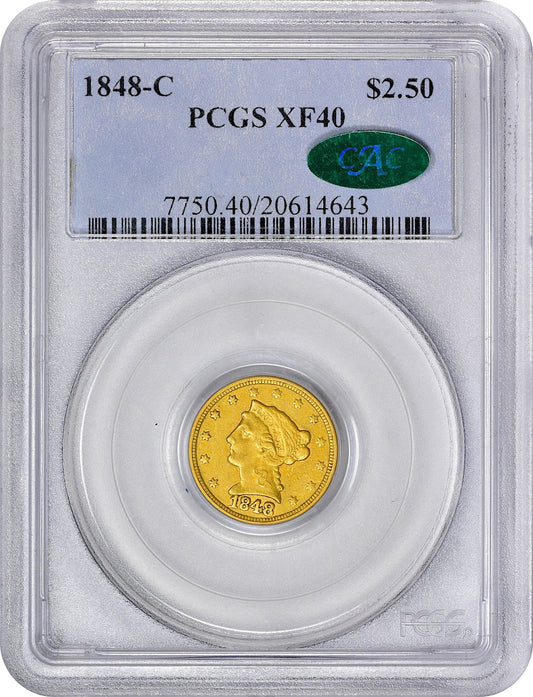 1848-C $2.5 Xf40 Pcgs Cac