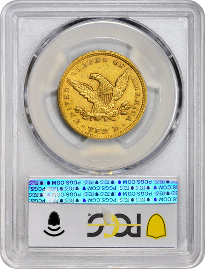 1849 $10 AU55 PCGS REV HOLDER