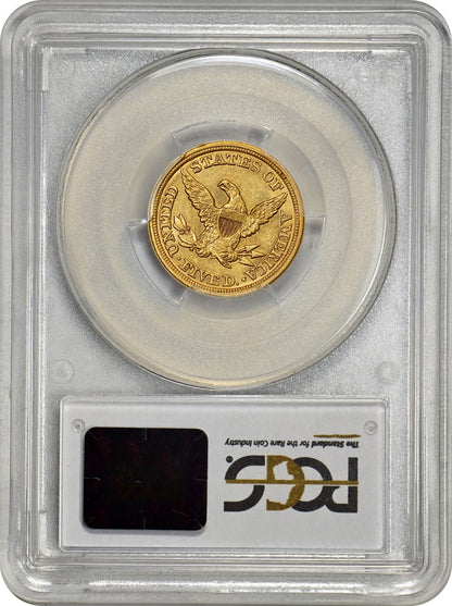 1849 $5 MS61 PCGS CAC EX PITTMAN REVERSE HOLDER