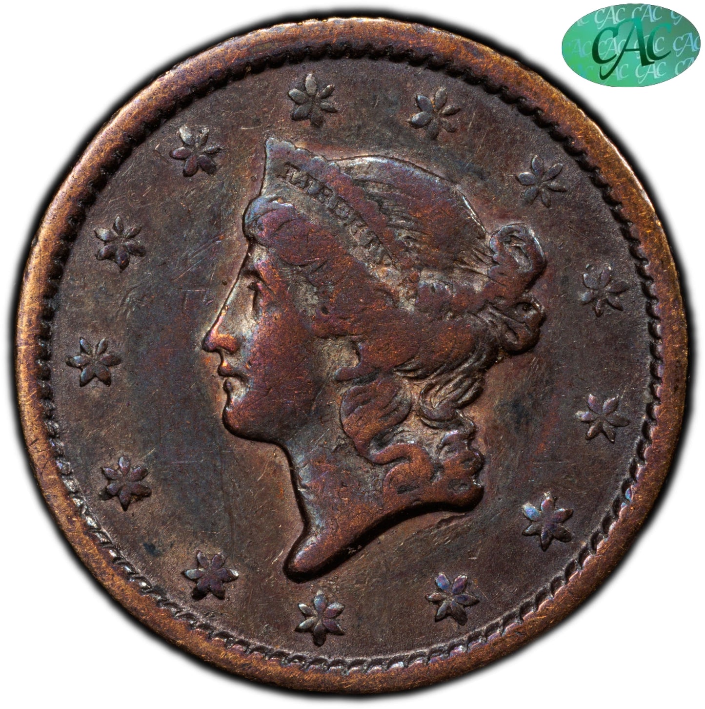 1849 G$1 OPEN WREATH VF35 PCGS CAC