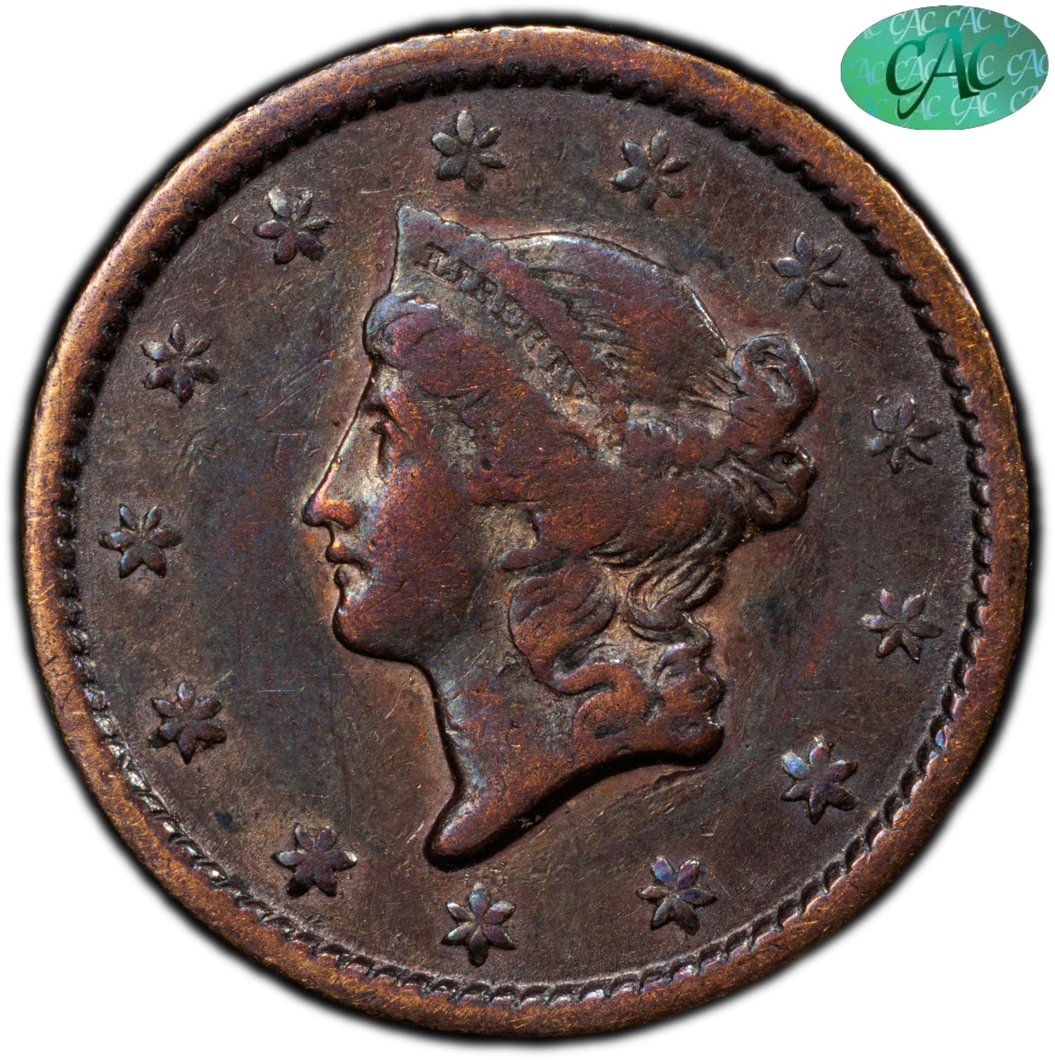 1849 G$1 OPEN WREATH VF35 PCGS CAC