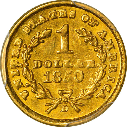1850-D G$1 Au58 Pcgs Cac $5