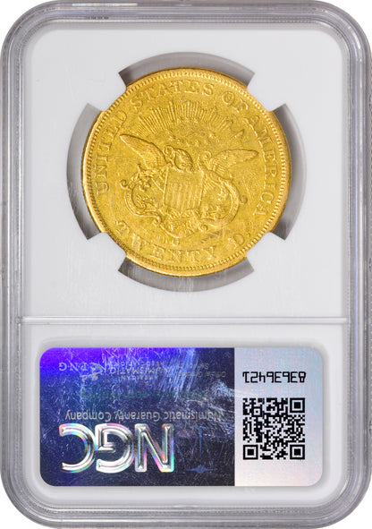 1850-O $20 AU53 NGC REV HOLDER