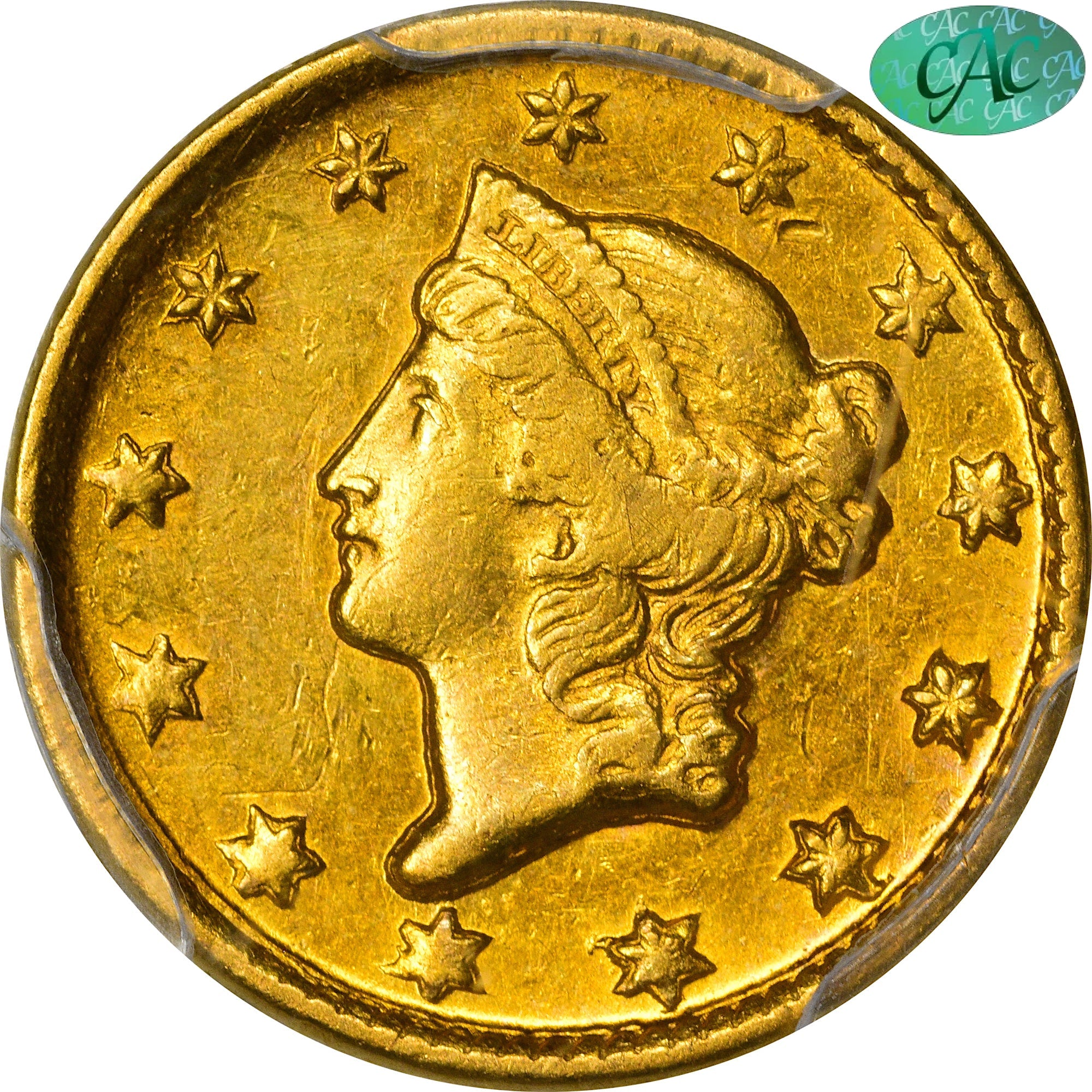 1850-D G$1 Au58 Pcgs Cac $5