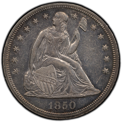 1850 $1 AU55 PCGS CAC