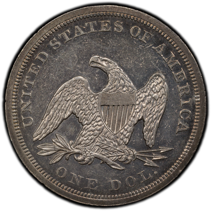 1850 $1 AU55 PCGS CAC REVERSE