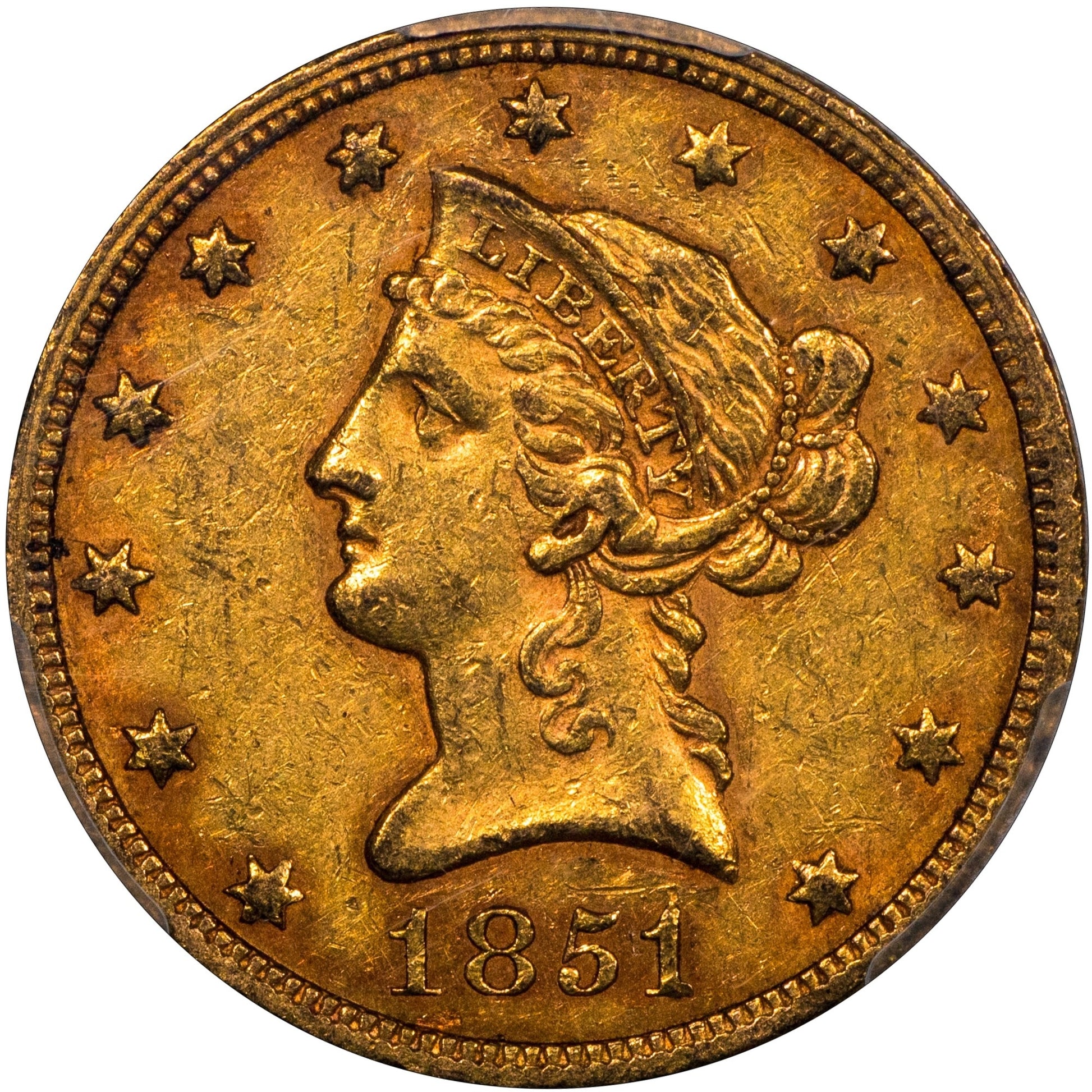 1851 $10 Liberty Head eagle AU53 PCGS CAC