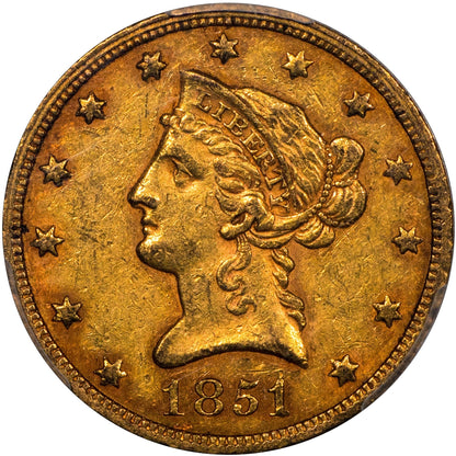 1851 $10 Liberty Head eagle AU53 PCGS CAC