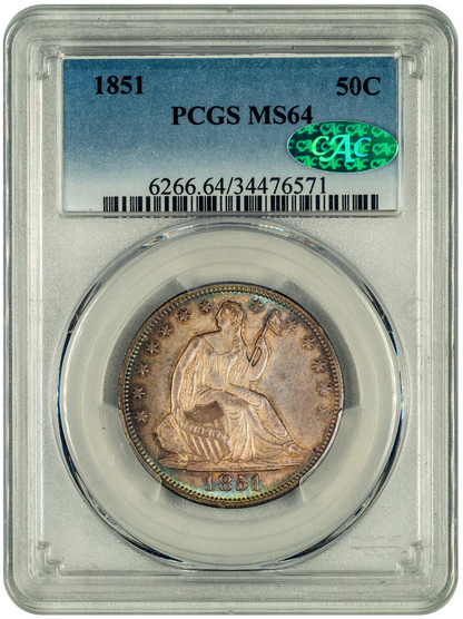 1851 50C MS64 PCGS CAC HOLDER WITH GREEN CAC STICKER