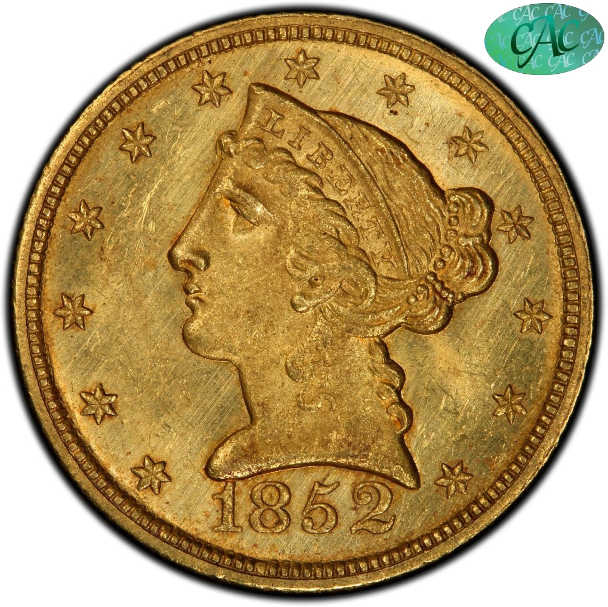 1852-C $5 MS63 + PCGS CAC