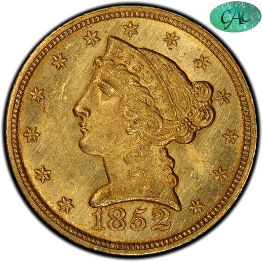 1852-C $5 MS63 + PCGS CAC