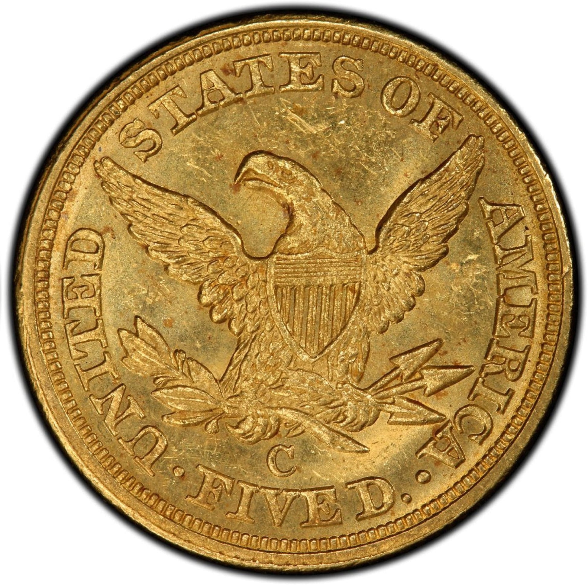 1852-C $5 MS63 + PCGS CAC REVERSE