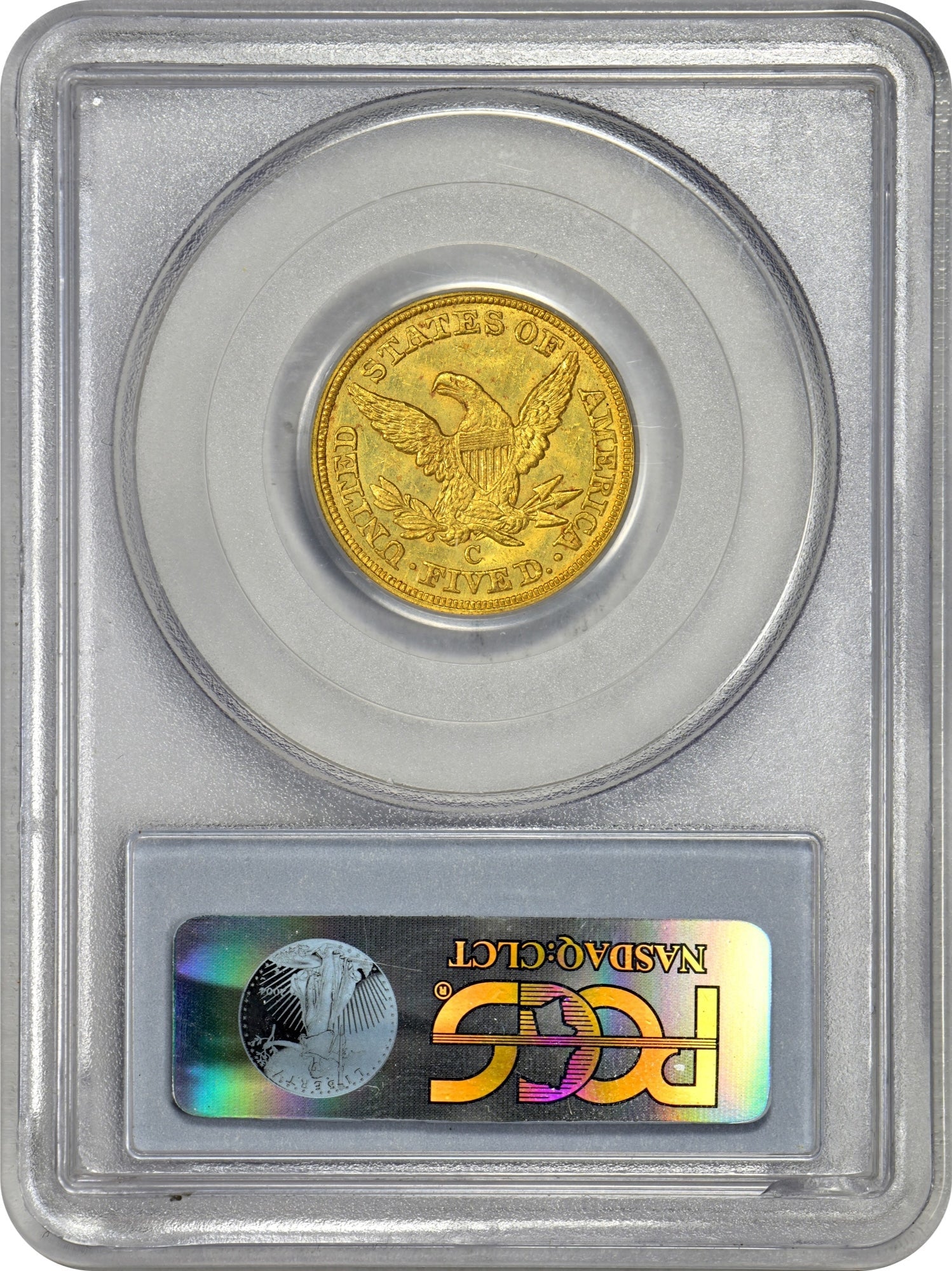 1852-C $5 MS63+ PCGS CAC REVERSE HOLDER