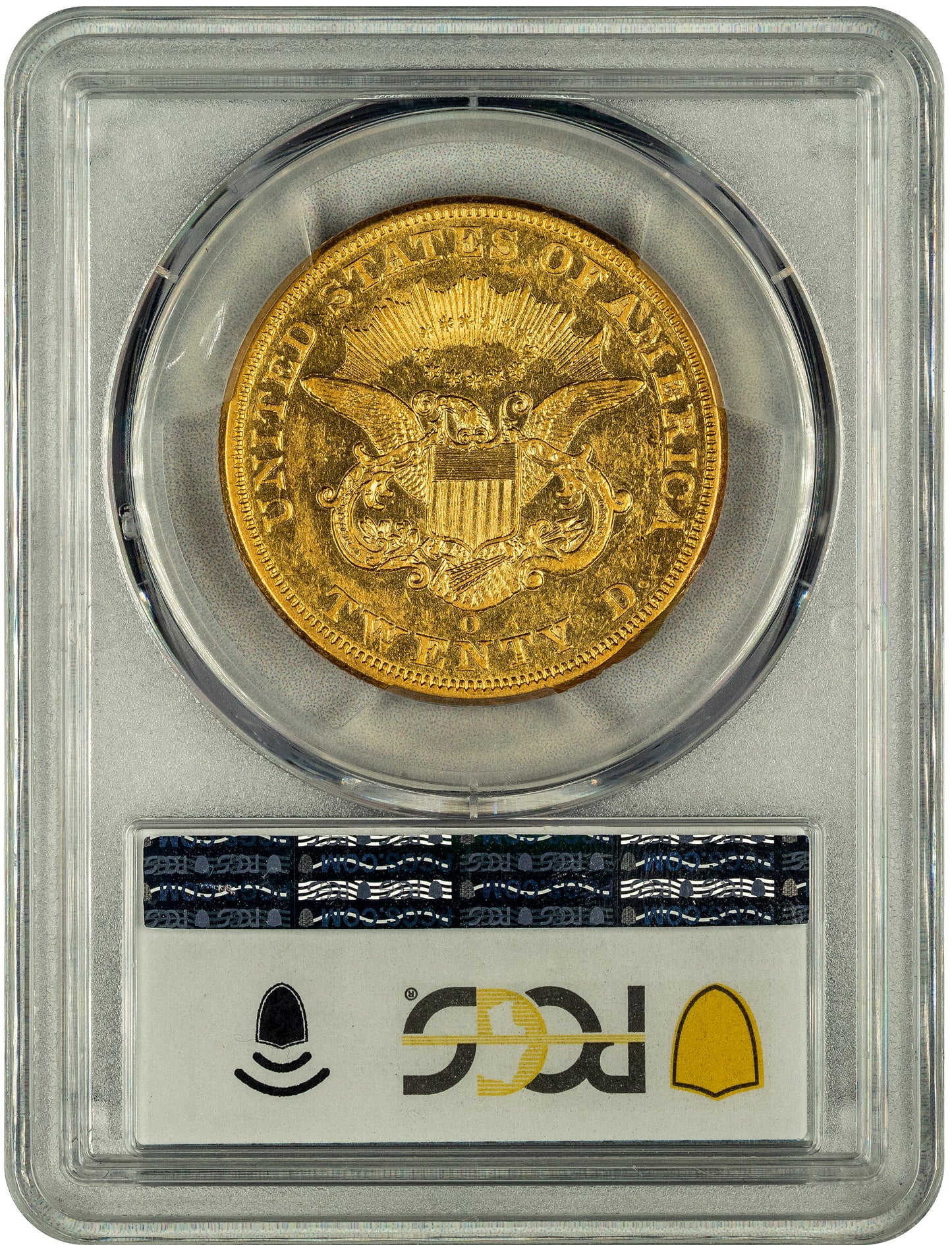1852-O $20 AU55 PCGS CAC REVERSE HOLDER