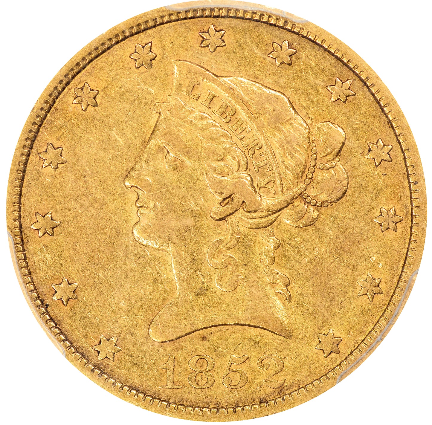 1852 $10 XF45 PCGS CAC