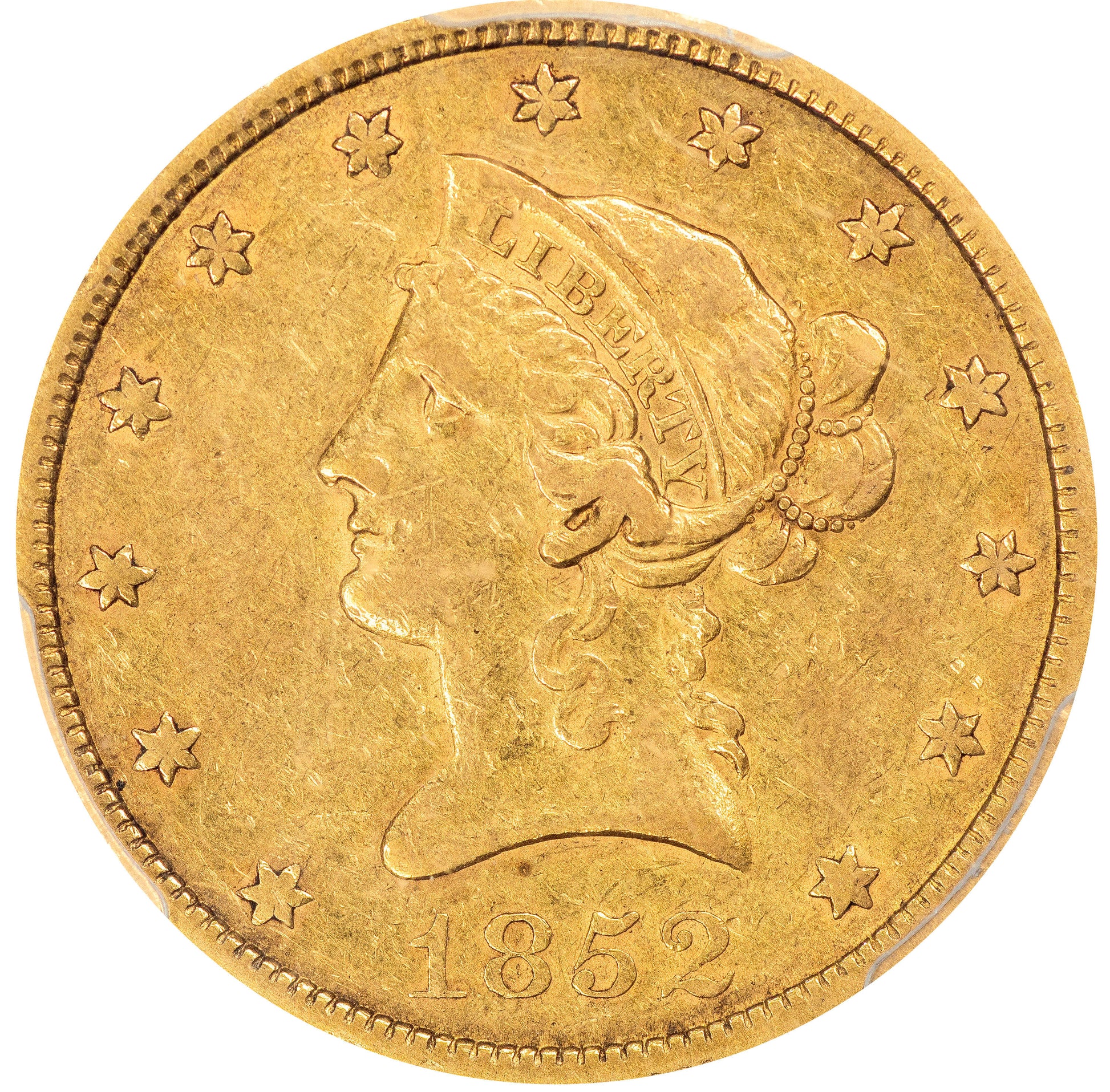 1852 $10 XF45 PCGS CAC