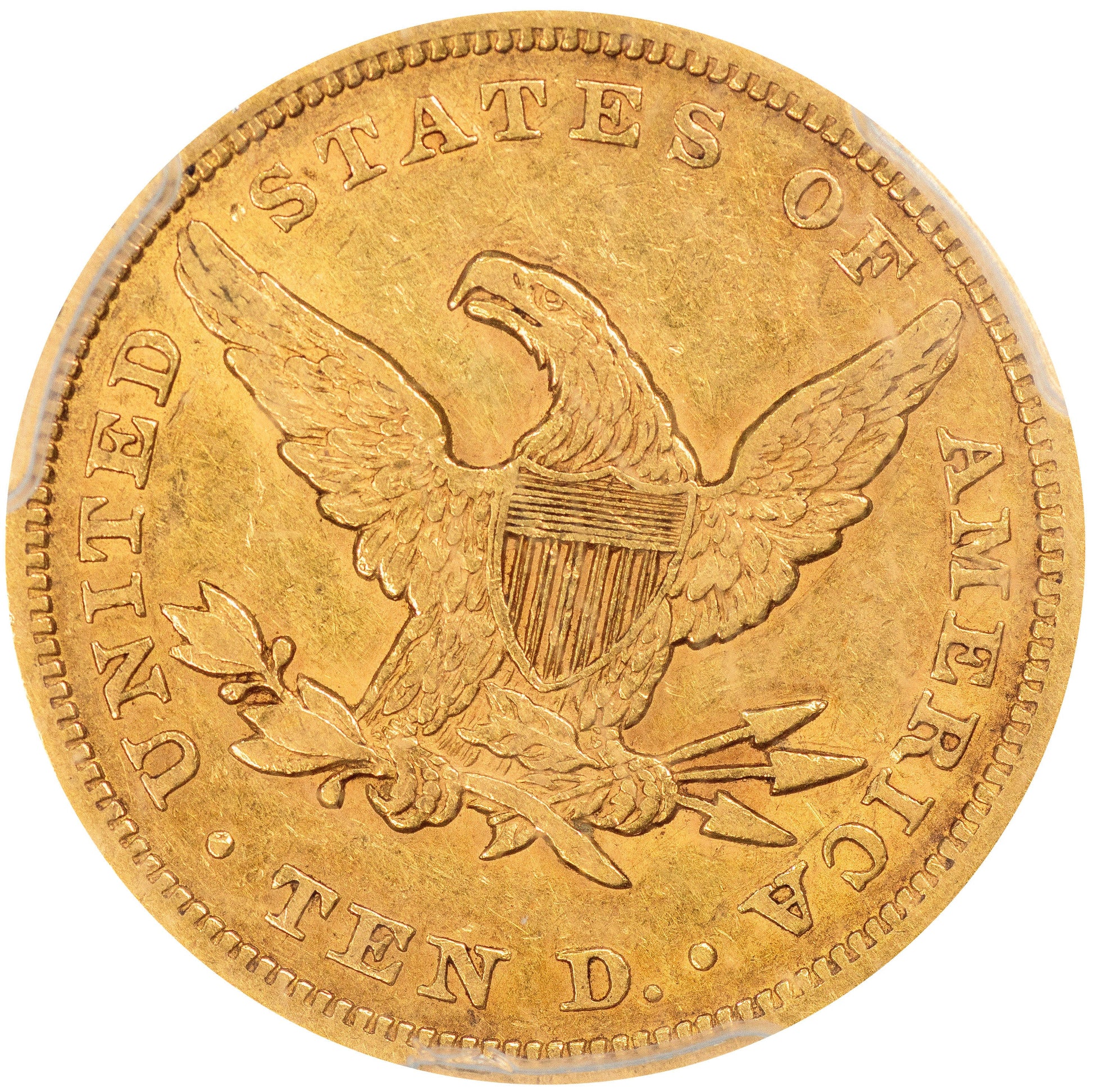 1852 $10 XF45 PCGS CAC REVERSE