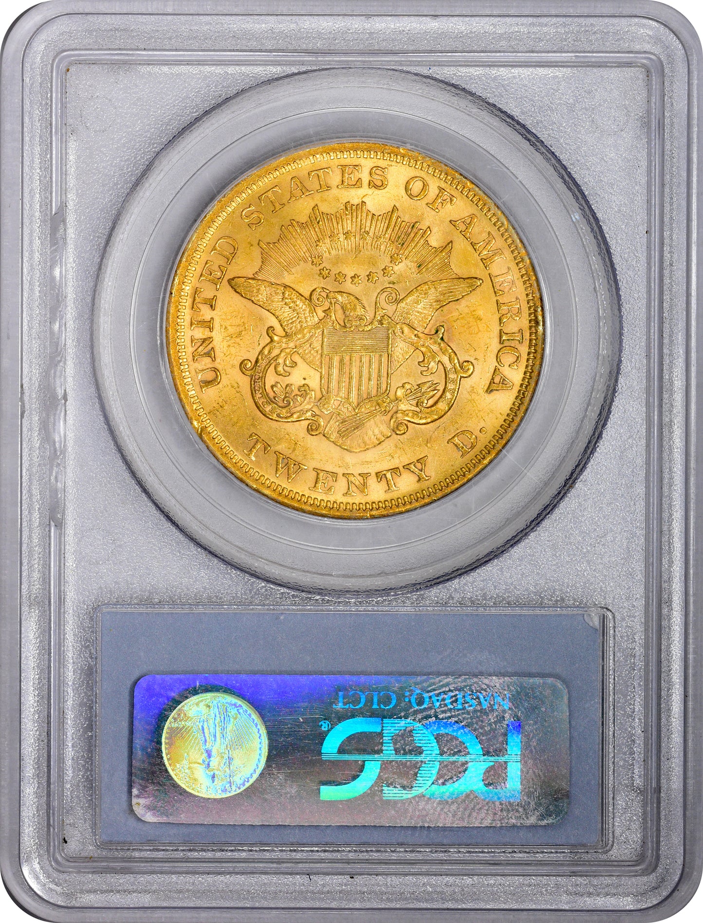 1852 $20 MS61 PCGS CAC REV HOLDER