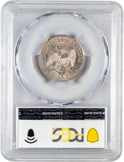1852 25C MS62 PCGS CAC REVERSE HOLDER