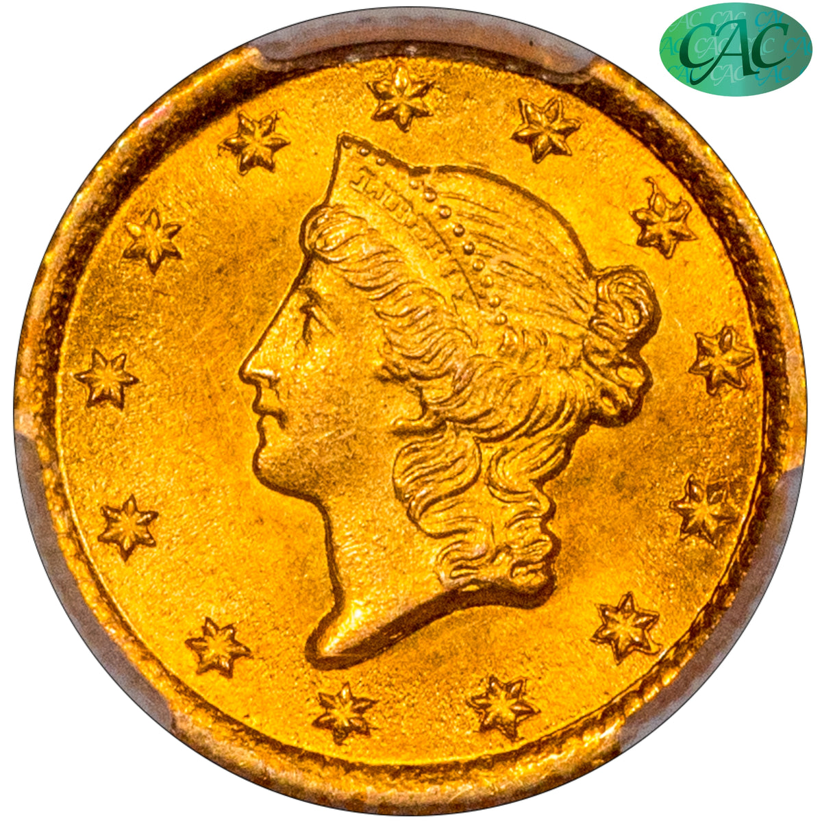 1853-O Gold Dollar G$1 MS64 CACG