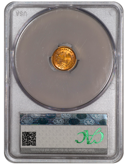 1853-O Gold Dollar G$1 MS64 CACG Reverse Holder