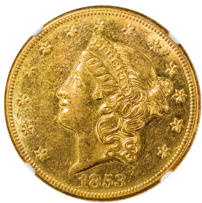 1853-O Liberty Head Double Eagle $20 AU58 NGC