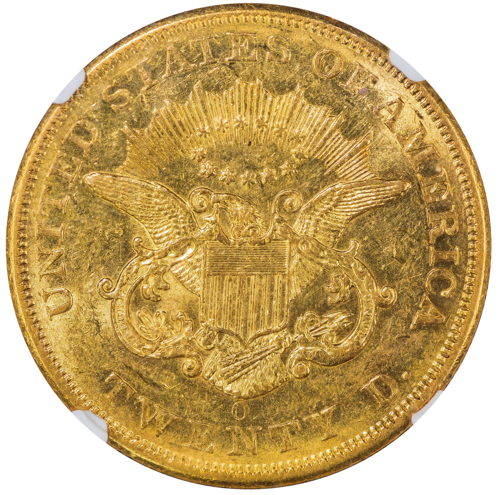 1853-O Liberty Head Double Eagle $20 AU58 NGC Reverse