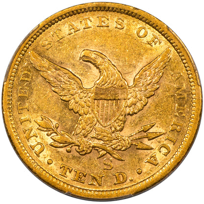 1854-S $10 San Francisco LIBERTY HEAD EAGLE AU50 PCGS CAC