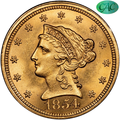 1854 $2.5 MS64+ CACG