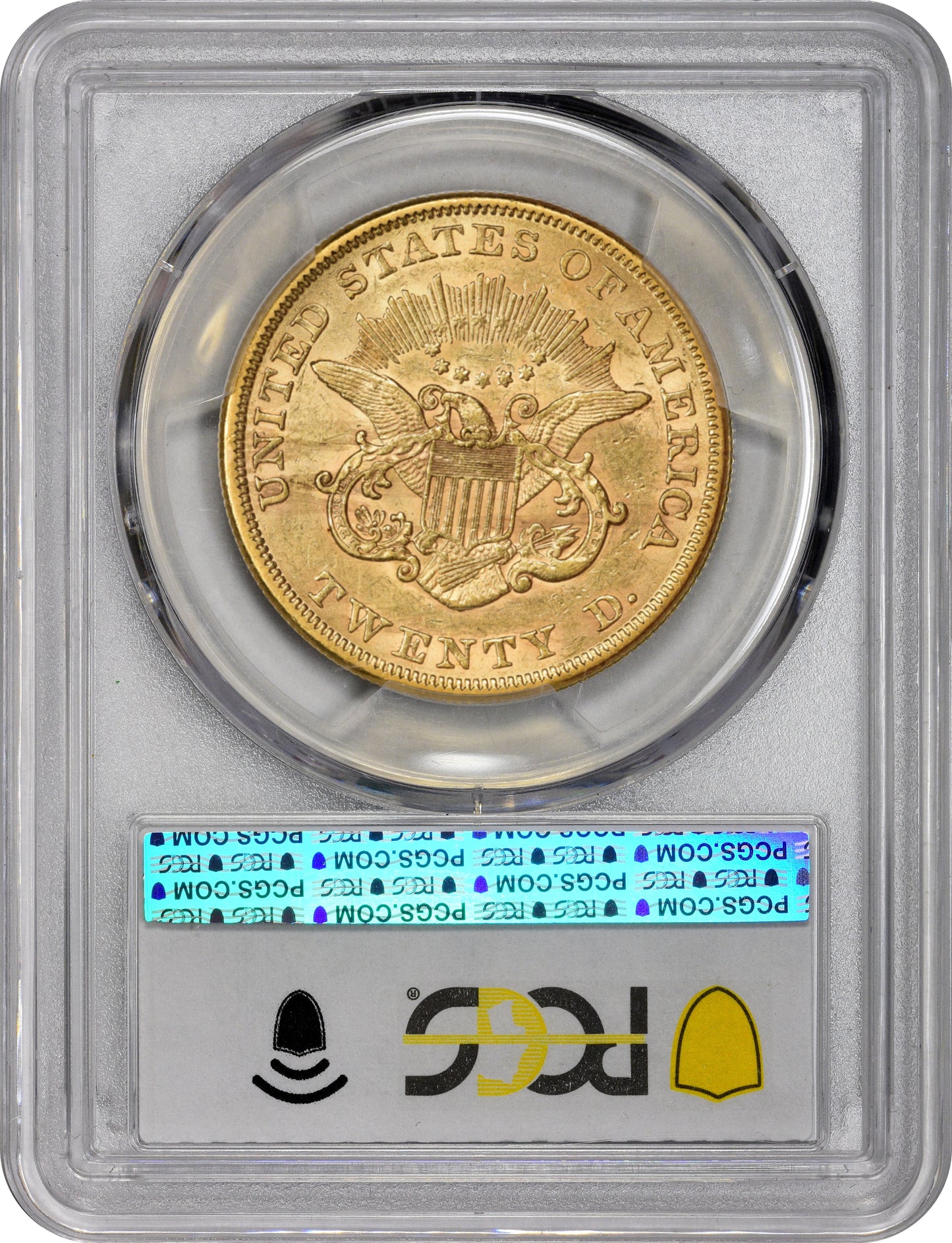 1854 $20 LARGE DATE AU58 PCGS CAC